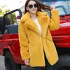 Cappotto di pelliccia di coniglio finto di alta qualità delle donne di inverno Cappotto di pelliccia di lusso Cappotto di risvolto allentato Cappotto spesso caldo Plus Size Cappotti di peluche femminili 210927