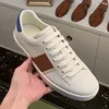 Ace Włochy Luxurys Designers Buty Zielony Red Stripe Haftowane Elastyczne Skórzane Web Skórzane Dwukierunkowe Runner Vintage Trenerzy Sport Casual Sneaker