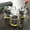 Hoogwaardige hittebestendige glazen theepot, Chinese bloem set Puer ketel koffie pot handig met infuser kantoor Home 210724