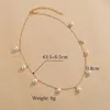 Letapi bohemian guldfärg halsband för kvinnor mode simulerade pärla pendlar halsband chokers trendiga smycken gåva