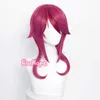 Genshin Impact Rosaria Cosplay Women 55 cm Long Rose Red Wig Anime Wigs Heat Resistant Synthetic Halloween Y0913