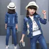 Abbigliamento per bambini Floreale Abbigliamento per ragazze adolescenti Giacca di jeans + Jeans Set Tute per bambini stile casual 210527