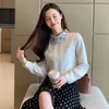 Korean Fashion Chiffon Blouses for Women Elegant Woman Embroidered Blouses OL Floral Shirt Plus Size Blusas Mujer De Moda Blouse 210225