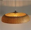 Bambus Wiklinowy Rattan Ring Shade Wisiorek Lampy Oprawa Rustic Vintage Prymitywne Wiszące Projekt Restauracja E27 E26 Bulb