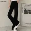 Rétro fendu minceur pantalon évasé femmes taille haute drapé vadrouille pantalon droit femme 2021 été décontracté filles Harajuku pantalon Q0801