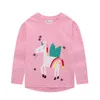 Jumping Meters Unicorn Girls Lange Mouw T Shirts 100% Katoen Ops Kinderen Dieren Kleding Herfst Lente Kinderen 210529