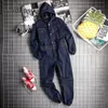 Men's Tracksuits Work Overalls Jumpsuit For Men Denim Jeans Pants Long Sleeve Hooded Suit One Piece Jumper Autumn Winter Casual Workwear Clo