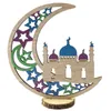 Eid Mubarak Partido De Madeira Tabletop Decoração Ramadan Moon Ornament Home Office Decor RRB14046