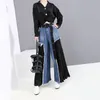 Casual Patchwork Denim Pants for Women Summer Fashion Design Loose All-match Pleated Stright Trousers Female Ins 210525