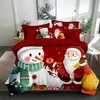 3pcs Set di biancheria da letto di Natale Fiocchi di neve Albero di Natale Babbo Natale Pupazzo di neve Set di biancheria da letto Copripiumino Set di lenzuolo morbido Decorazione 211007