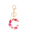 New Fashion English Letter Keychain Resin Flowers Red Rose Petal Foil Filling Pendant Portachiavi Charms per borsa da donna