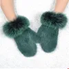 Fingerless Gloves HSPL Knitted Real Fashion With Finger Ladies Winter Glove Fur Cuff Warm Women Genuine