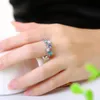 Anéis de casamento Crystal de zircão roxo Morganita simulada Aquamarina Garnet Peridot Ring Rose Gold Color Hollow Size 6 7 8