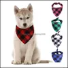 Autres fournitures pour chiens Pet Home Garden Dog Bandana Noël Plaid Single Couche Écharpe Triangle Bavoirs Foulard Animaux Aessories Pour Petit Moyen Grand