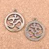 32pcs Antique Silver Plated Bronze Plated Yoga OM Charms Pendant DIY Necklace Bracelet Bangle Findings 25mm2443