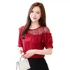 Dames Blouse Zomer Top Femmelace Chiffon Short Puff Sleeve Spliced ​​Blussen Damen Dames Shirt Womens Tops en Blouses 4830 50 210528