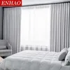 Enhao الحديثة تعتيم الستار لغرفة المعيشة نوم نافذة ستارة للنسيج الستار سميكة الصلبة الستائر أعمى مخصص 210712