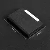 Företags-ID Kreditkortsinnehavare för kvinnor Mäns Modi Märke Metall Aluminium Card Case PU Läder Porte Carte