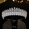 Bride Tiara Crystal Headdress Bröllopshår Tillbehör Full Zircon Kronor Headband Smycken för kvinnor 210707