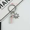 Vintage Sun Moon Face Key Ring Celestial Crescent Polar Keyrings Charms Powder Crystal Opal Necklace Pendant Valentine's Day Gifts DAW123