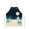 Delantales de cocina con estampado de alces navideños de poliéster para mujer, limpieza de cocina casera, Baberos de cintura para hornear, delantal de 68x55cm