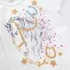 Saut mètres bébé t-shirts pour été filles coton vêtements dessin animé cheval imprimer mignon enfants t-shirts enfant en bas âge hauts 210529