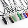 Natural Crystal Hexagonal Column Pendant Spirit Pendulum Power Stone Stainless Steel Necklace Bullet Pendant