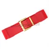 Alto elástico PU Cinturones de cuero ancho Color sólido Color sólido Simple Classic Decorativo Cinturonillas Pin Hebilla Faja para mujeres Damas Cinturón elegante