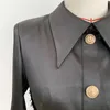 Casual Dresses High Quality Nice Runway Designer Dress Women's Long Sleeve Lion Metal Buttons Tweed Patchwork