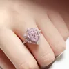 Cluster Ringen S925 Silver Mozambique Ring Paar Hart Holding Roze Engagement