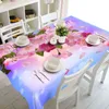 European Round 3D Tablecloth Purple Lavender Flowers Pattern Washable Polyester Cloth Rectangular Table cover Wedding Decoration 211103