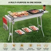 Stainless Steel BBQ Grill Large Outdoor Folding Portable Barbecue Meat Rack Picnic BBQ Grill with Storage Basket Board Shelf 210724