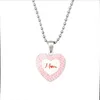 Love You MOM Collier Câlins gratuits Bijoux en forme de coeur en verre Pendentifs pour femmes enfants Cadeau de fête des mères