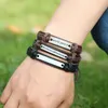 Bracciale in vera pelle regolabile 6 stili / set WORID PEACE BESTFRIEND RAGGIUNGI IL SILENZIO