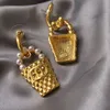 4 stil 18K guldpläterade lyxmärke designers Bokstäver Stud Geometrisk Kända Kvinnor Lång Eardrop Kristall Strass Pärlörhänge Brud Bröllopsfest Smycken