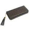 Långa damer tofs embossed pu läder koppling mobiltelefon väska korthållare handväska väska dam pengar purse plånbok