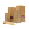 크래프트 종이 셀프 씰링 지퍼 가방 차 너트 건조 식품 포장 가방 투명 창으로 재사용 가능한 습기 방지 수직 가방
