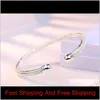 Bangle Fashion Newest 925 Sterling Silver Plated Bracelet For Women Jewelry Line Designer Open Bangle Bracelets Wholesale