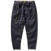 Heren jeans 2021 vier seizoen losse taps toelopende rechte gereedschappen niet-vervagende denim stof indigo blauwe trendy casual broek