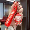 Bonito dos desenhos animados Papai Noel chaveiro macio bolsa de borracha de borracha pingente carro chave anel cadeia