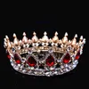 Vintage Crystals Headepieces Bridal Wedding Crown och Tiaras Baroque Queen King Crown Blue Red Rhinestone Kronor Billiga Bröllop Tillbehör