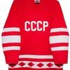 Vintage Prawdziwe pełne hafty Rosyjski 1980 CCCP 100% Haft White Red Hockey Jersey lub niestandardowa Dowolna nazwa lub Jersey Number