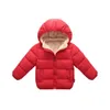 到着冬の赤ちゃん幼児の因果的な綿実の固体長袖フード付きコットンコートユニセックススウィートコート子供服210528