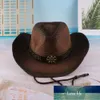 Şapka Yeni Batı Kovboy Curling Caz Üst Şapka kadın Avrupa ve Amerikan Tarzı Yaz Büyük Brim Hasır Şapkalar Toptan