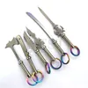TITST Smoking Grade2 Titanium Sword knife axe Wax Dab Carving Tool with a colorful ring for carb cap 14&18mm