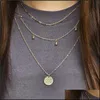 Pendant Jewelrypendant Necklaces Gold Color Choker Necklace For Women 3 Layers Beads Sequin Chain & Pendants Veet Chokers Fashion Jewelry Dr