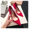 Scarpe eleganti che vendono décolleté con tacco alto in velluto Verde Rosso Nero Tacchi a spillo con punta a punta Matrimonio celebrità