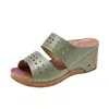 Mujeres zapatillas de moda Sandalias de verano cerradas Toe Wedge Hollow Platform Romen Plus Size 909 871