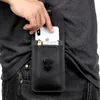 Универсальная кожаная кожа вертикальная талия чехол из металлического штыря Пряжка с двойным мобильным телефоном, сумка для мобильного телефона, перевозящая сумка для 5,5-дюймовый телефон iPhone Samsung Huawei Moto LG