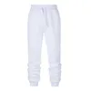 Nouveaux hommes pantalons couleur unie polaire chaud poignets filetés haute qualité mode blanc pantalons de survêtement pantalons décontractés joggeurs musculation Y0811